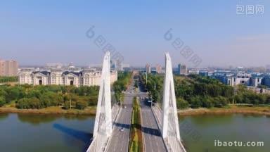 4K城市交通_航拍郑州平安大道桥梁